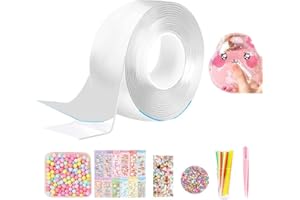 lomonmen Nano Tape Bubbles Kit, Magic Plastic Bubble Ball, Nano Tape Elastic Bubble DIY Craft Kit Versátil cinta de doble cara para los favores de los niños y juguetes fidget (Blanco)