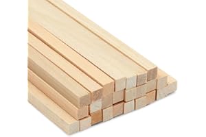 Bright Creations 25 Pack Square Wooden Dowels for Crafting, Unfinished Hardwood Sticks for DIY Supplies (1/4 x 12 Inch)