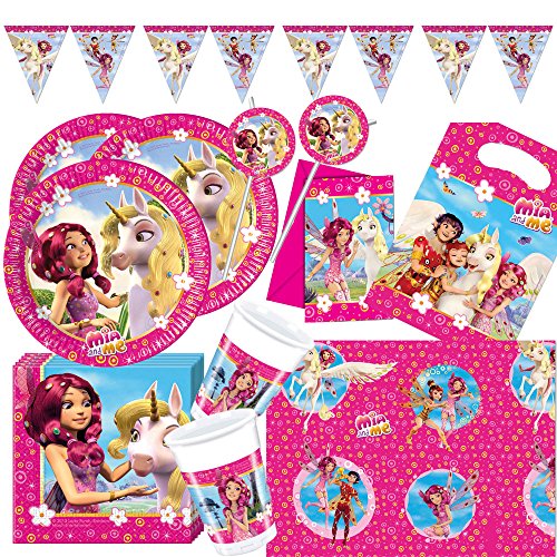 56-teiliges Party Set Mia & Me - Teller, Becher, Servietten, Tischdecke, Partytüten, Einladungen, Trinkhalme, Partykette - für 8 Kinder