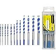 STAYOUNG 12 PCS Masonry Drill Bit Set - Tungsten Carbide Tipped Ceramic Tile Drill Bits Twist Drill for Concrete Brick Glass Plastic and Wood Assorted, Size 3/4/5/6/7/8/10/12MM (Blue)