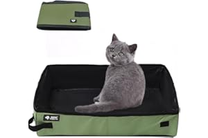 KERIOCUSI Caja de Arena para Gatos Plegable de Viaje, Arenero Portatil para Gatos, 50*40cm XL, Impermeable Caja de Arena para Mascotas, Limpiar, Ligero, Parapara Viajes al Aire Libre, Camping, Doméstico, Verde