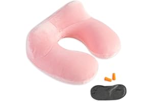 TALLGO Nadmuchiwana poduszka podróżna, 100% miękkie, aksamitne podparcie szyi do podróży, samolotów, pociągów, samochodów i biur, z kompaktową torbą do przenoszenia, oddychającą i zmywalną osłoną, idealna