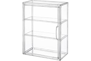 3 Tiers Clear Display Case for Figures, Acrylic Storage Organizers Box with Magnetic Door, Wall-Mounted Stackable Protection Dustproof Showcase for Collectibles Action Figure