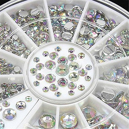 Nail Art Strass Set, DancingNail 5 größen weiße farbige aus strass nagel dekoration - 3