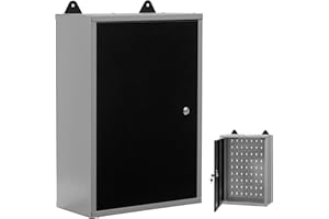 METALL MÖBELL WORKBENCH & TOOLS METALLMOBELL - Armoire de Rangement pour Le Garage | 60x40x20cm, avec Étagères en Métal, Panneau d'outils et Serrure | Armoire Metallique, Meubles de Bureau, Meuble Rangement Bureau MB01G