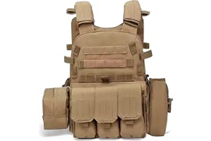 Porgeel Airsoft Väst Multifunktionell Molle Platta Bärare Justerbar andningsbar Paintball Väst för utomhus, fält- och säkerhe