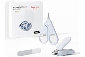 Safetydad Baby Nagelklippare kit, 4-i-1 baby manikyrset med sax, nagelklippare och glasli, BPA-fri, säker vård för nyfödda och barn, med resefodral