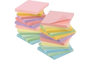 ZCZN 1920 PCS Notas Adhesivas, Pack de 24 Bloc de notas,76 x 76 mm Notas Autoadhesivas, 80 Hojas por Bloc, 8 Colores Suaves