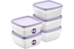 SmartStore Food Storage Containers 0.5L Set of 5 - Suitable for Fridge and Freezer - BPA Free Meal Prep Containers Reusable, Microwavable, Dishwasher Safe, Stackable and Nestable