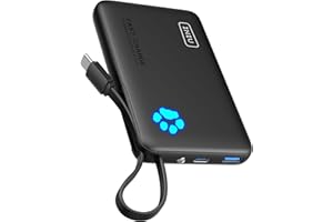 INIU 45 W Power Bank, 10000 mAh Power Bank with Integrated USB-C Cable, Mini Size, Quick Charging, External Mobile Phone Batteries, USB C In&Out, Small But Strong for iPhone 17 16 15 14 Xiaomi Mini