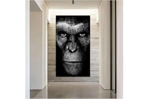 HSFFBHFBH Toile Peinture Murale Art Affiche Moderne Animal Noir Gorille Affiches et Impressions Mur Photos pour Salon Décor À La Maison 70x140 cm (27.6"x55.1) sans Cadre