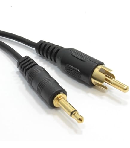 Black shielded 3.5mm mono jack plug to 3.5mm