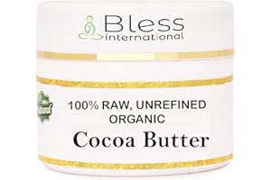BLESS INTERNATIONAL Organic Raw Cocoa Butter 100% Pure,Natural & Unrefined| Skin Moisturizer For Face, Body & Hair| 8 OZ/230 GM Ivory/White Grade A | DIY Creams, Balms, Lotions, Soaps| Softens Dry & Tough Skin