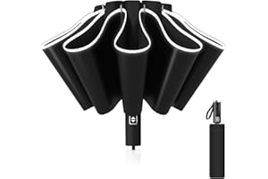 Pioggistar Automatyczny parasol odwrócony, wiatroszczelny składany parasol, duży parasol przeciwdeszczowy 10 wzmocnionych żeber dla mężczyzn i kobiet, średnica 105 cm