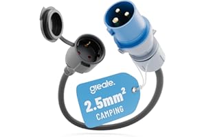 ‎GREATE greate 16A CEE Adapter Schuko Kupplung - Adapter CEE Stecker Kupplung 230V mit 50 cm Kabellänge & IP44 Schutz - Adapter Camping auf Schuko, Camping Stecker, Strom für Camping CEE Adapter