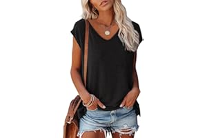 GENERIC Bluse Damen Elegant ärmellose t-Shirt Tops Shirt Oberteile Frauen Schwarz Kleidung Frau Sommer Shirts Top Damen V-Ausschnitte Tshirt Casual Rundhals Klamotten Teenager Mädchen