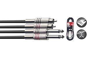 Stagg STC6P Cavo S Serie Audio 2 x Jack Fono Gemello RCAm a Jack 6,3 mm, 6m