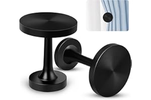 TOKPLNU Curtain Holdbacks, A Pair Black Metal Curtain Tie Backs Hooks Decorative Medallion Wall Mounted Curtain Hold Back Modern Vintage Drapery Tiebacks Tassel Holder