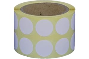 SIMHOA Markierungspunkte/Klebepunkte auf Rolle - Ø 20 mm - 1.000 Stück (Weiß, permanent haftend)