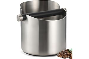 GOEDCH 11 × 8 × 8 cm. Contenitore per colino, contenitore in acciaio inox, base in silicone antiscivolo e leva battente rimovibile. Compatibile con macchine Delonghi, Sage e portafiltro