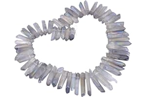 ‎KYEYGWO KYEYGWO Titanium Beschichtet Kristall Punkt Perlen Grobe Stein Sticks Spikes Natürliche Quarz Gebohrt 15 Zoll Strang Lose Perlen für Schmuck Machen