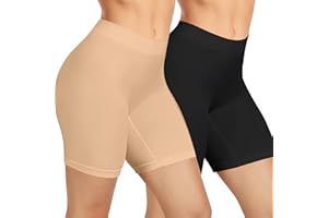AURUZA 2pcs Anti Chafing Shorts Women, Seamless Slip Shorts Comfortable Chub Rub Underwear for Dresses Skirts Running Cycling Walking Yoga Everyday Wear