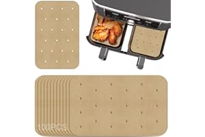 AVRUYPI 100 Feuilles Papier Air Fryer, Papier Cuisson Air Fryer, Perforé Papier Cuisson Air Fryer, Papier Sulfurisé Air Fryer, pour Friteuse Cuiseur à Vapeur, Air Fryer, 14 CM * 20.5 CM