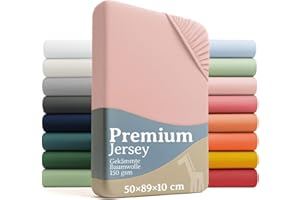 Laleni 2er Pack Premium Spannbettlaken, atmungsaktiv, 100% Baumwolle (150 g/m²), 89x50x10 cm, Rosa