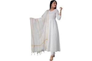 INDACORIFY Baumwolle Chikankari Indische Kurti für Frauen Sommerkleid Kurta Hose mit Dupatta Set Pakistani Long-Small Kurta