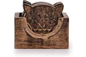 Indus Lifespace Set di sei sottobicchieri in legno con gufo