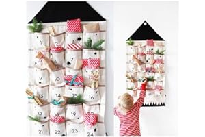 YUYWWAN Calendario de Adviento de Navidad de Tela 120X50 cm Suspensión Advent Calendar con Bolsa de Almacenamiento con 24 Bolsillos Reutilizable Calendarios de Advientos Cuenta Regresiva para Navidad Deco