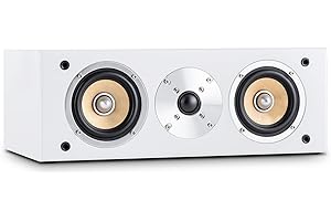 AUNA Linie 501 CS - Enceinte Centrale Passive de 60W RMS pour Utilisation Home cinéma, HiFi - châssis fermé en Bois, 2 Voies, 2 x woofer 4", Tweeter 1", revetement Haut-Parleur Amovible - Blanc