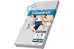 ‎BELLABINO Bellabino Twist Kindermatratze 120x200 cm – Matratze Kinderbett Härtegrad H1/H2 – Hochwertige 7 Zonen Kaltschaummatratze – Jugendmatratze 15 cm hoch – mit waschbarem Bezug, allergikerfreundlich