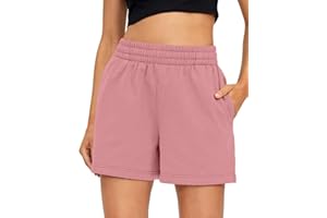 EUHOM Shorts Damen Sommer Kurze Hose Baumwolle Sportshorts Casual Kurz Jogginghose Sporthose Laufshorts High Waist Gym Fitness Running Shorts mit Taschen