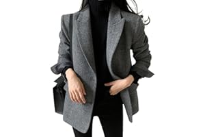 GOOLECRIMP Chaqueta de Mezcla de Lana de otoño e Invierno para Mujer Moda Casual Negocios Blazer de un Solo Pecho Elegante Suelta Carrera Invitados de Boda Blazer
