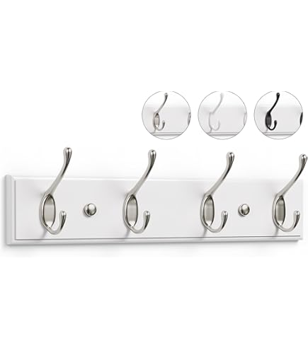 Franklin Brass Classic Edge  4-Pack  Coat And Hat Wall Hooks Double Hooks Hanging Matte Black Wall Mount Hanger Backpack Purse Bag Towel Organization Decor - View #5