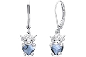 Midir&Etain Highland Cow Earrings 925 Sterling Silver Cute Animal Scottish Cow Earrings Jewellery Birthday Gifts for Women Girls Daughter
