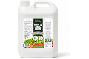 BIOKY Humus de Lombriz Líquido 5L – Fertilizante Universal Muy Concentrado 5ml/L | +50% de Materia Orgánica – Abono Líquido para Plantas y Regenerador del Suelo – 100% Puro y Orgánico, Sin Residuo (5L)