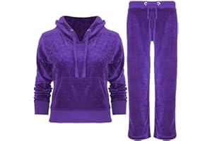 Fashion Star Womens Ladies Hooded Velvet Velour Jogging Bottom Top Loungewear Tracksuit Set