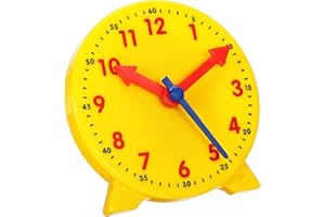 PATIKIL 4 inch Teaching Clock, Learn Clock Learning Tell Time Analog Clock Demonstration Clock 12 Hour 3 Pointers Geared Movement for Classroom Teacher, Yellow