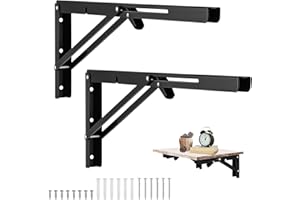 Gueenky 2 Pièces Equerre Rabattable Murale Noir, 500 x170mm Support Console Pliable Equerre Équerre Pliante Charge Lourde Supports Équerre Étagère Pliante Pour Garage Établi
