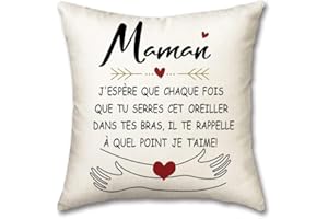 OMNIQI Cadeau Maman, Cadeau Fête des Mères Housses de Coussin,Cadeau Anniversaire Maman Cadeaux Fete des Mere, Cadeau Femme Original, Idee Cadeau Maman Noel, Cadeau pour Maman - 45 x 45 cm