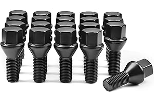 ZOFFI Viti per ruota nere M12 x 1,5 di ricambio per BMW Serie 1 (fino al 2010) 3 (fino al 2011) 5 (fino al 2009), 20 pezzi conici 60°, SW17, lunghezza gambo 24 mm