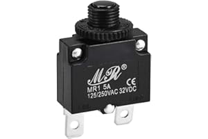 sourcing map Thermique Disjoncteurs 125/250V AC 32V DC Pousser Bouton Manuel Réinitialiser Surcharge Protecteur Interrupteur 5A 1Pcs
