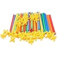 Alipis 200Pcs Straw Constructor Building Toys, Colorful Interlocking Enginnering Toys Building Blocks Toy, Straws and Connectors Building Sets