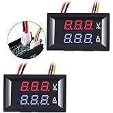 Greluma 2 Pezzi Voltmetro a LED da 0,28 Pollici,Multimetro Digitale Rosso e Blu Tester di Tensione per Display,DC 0-100V 10A 