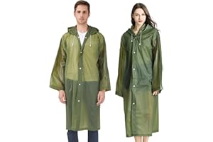 AIDEGER Poncza przeciwdeszczowe EVA dla dorosłych, 2-pak płaszczy przeciwdeszczowych wielokrotnego użytku z kapturem i rękawami, lekka kurtka przeciwdeszczowa