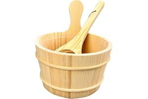 JISADER Set di secchi in legno per sauna, accessori per il bagno, 5 litri, grande capacità, multiuso, SPA, strumento per il bagno a vapore per SPA, vasca da