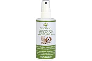 PADDIPAWS 100% Natural Flea Spray - Flea Away Prevention Treatment for Dogs and Cats - Safe Natural Flea Remedy - Control of Fleas, Mites, Mosquitoes - Aids Tick Control - Mange - Paraben and SLS free (100ml)