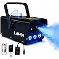 Machine à Fumée 500W avec LED RGB, Mini Nebelmaschine Auto-Spray & Télécommande sans Fil, Réservoir 300ml, Brouillard sans Odeur pour Halloween, Mariage, DJ, Fête, Scène (B)